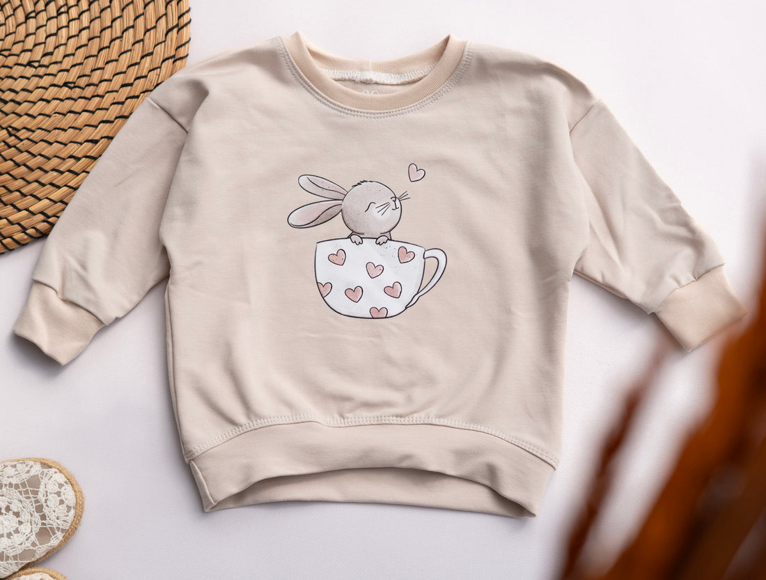 Oversize Sweater mit Häschenbügelbild Grösse 80
